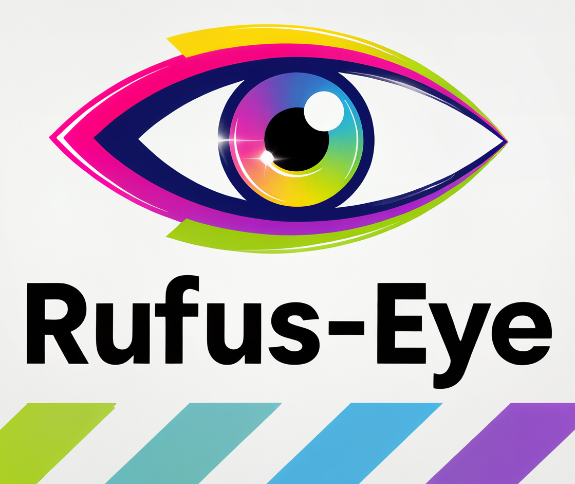 Rufus-Eye 会社ロゴ:色鮮やかな目のマーク